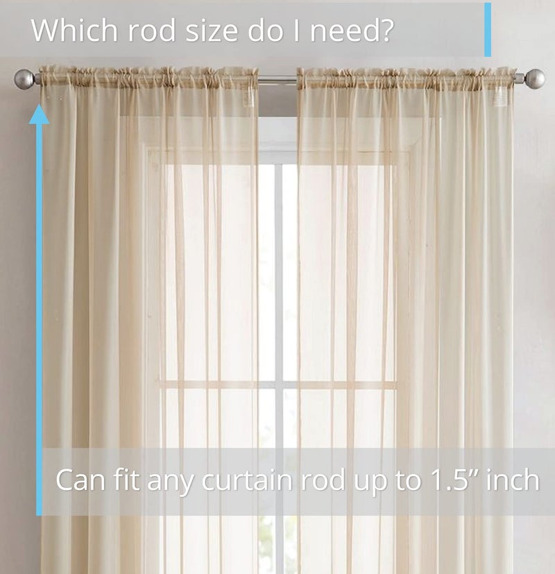 HLC.ME Antique Taupe Sheer Voile Window Treatment Rod Pocket Curtain Panels for Bedroom, Kitchen, and Living Room (54 x 72 inches Long, Set of 2) - Image 2